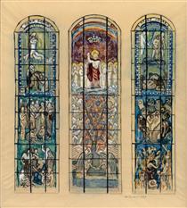 Sketch of a stained glass window for the Shell window of Turku Cathedral " - Магнус Енкель