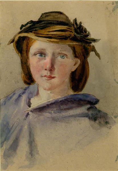 Portrait of a Girl with a Hat, 1850 - Thomas Stuart Smith