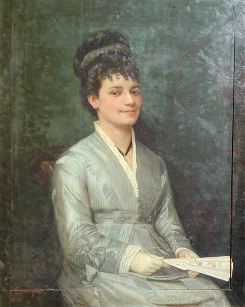 Portrait of a woman with a fan, 1876 - Noè Bordignon