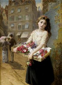 A girl selling roses - Augustus Edwin Mulready