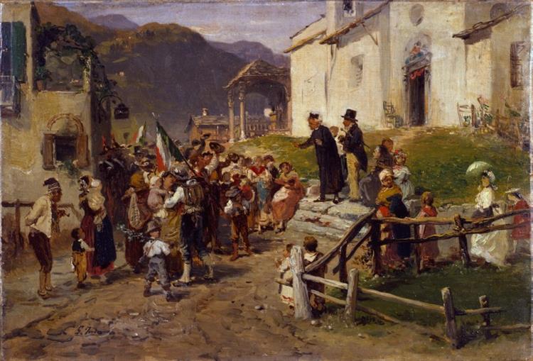 The departure of the volunteers (preparatory sketch), 1875 - 1877 - Gerolamo Induno