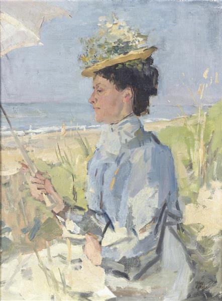 At the Beach - Portrait of Martha Salomon - Isaac Israels