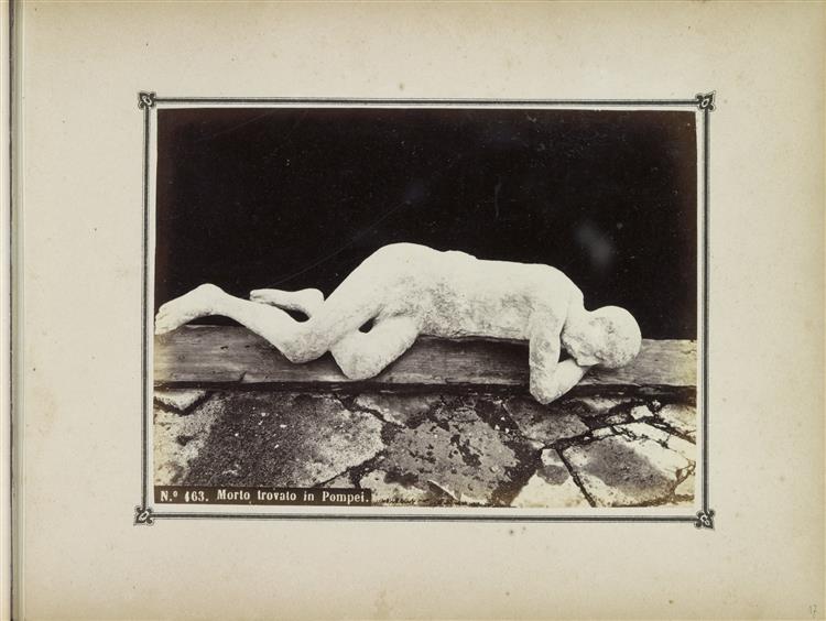 Cast of a victim of the volcanic eruption in Pompeii found in Pompeii, c.1860 - Robert Rive