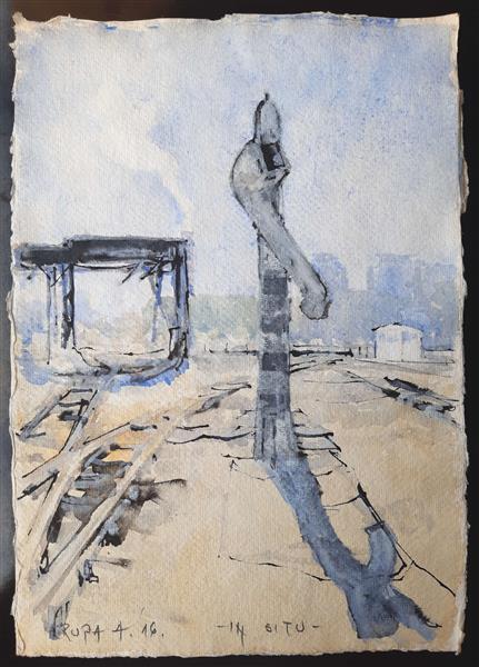 Foggy winter morning, abandoned tracks and the forgotten Water Crane (the Water Column), 2016 - Альфред Фредді Крупа