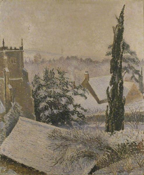 East Knoyle Church. Snow, 1918 - Lucien Pissarro