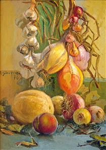 Still life with onions - Antonio Sicurezza