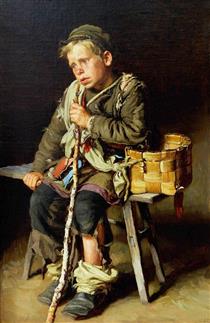 A beggar boy with basket - Ivan Tvorozhnikov