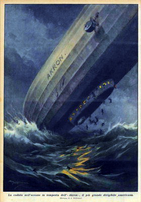 The Fall Of The Akron Airship Illustrated On The Cover Of The Sunday Courier, 1933 - Achille Beltrame