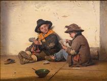 Children playing cards - Antonio Paoletti