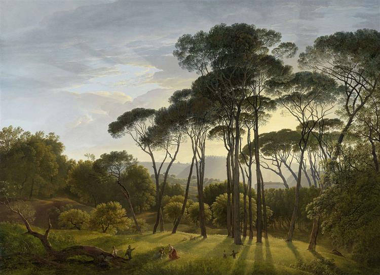 Italian landscape with umbrella pines, 1807 - Hendrik Voogd