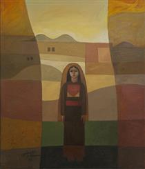Girl In The Village - Sliman Mansour