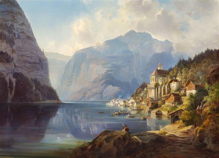 View of Zell am See in Salzkammergut, 1841 - Theodor Leopold Weller