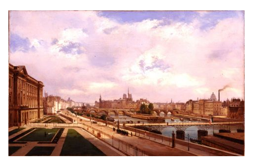 Paris, view of the Louvre palace, 1855 - Ippolito Caffi