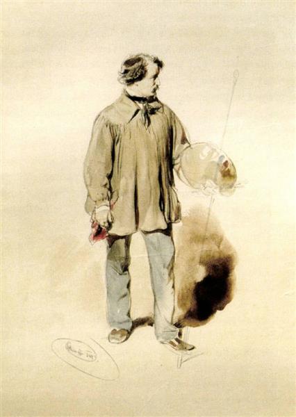 Portrait of József Borsos, 1847 - Август фон Петтенкофен