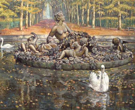 An Autumn Day at Bassin De Flore in the Garden at Versailles, 1917 - 莉莉·艾尔伯