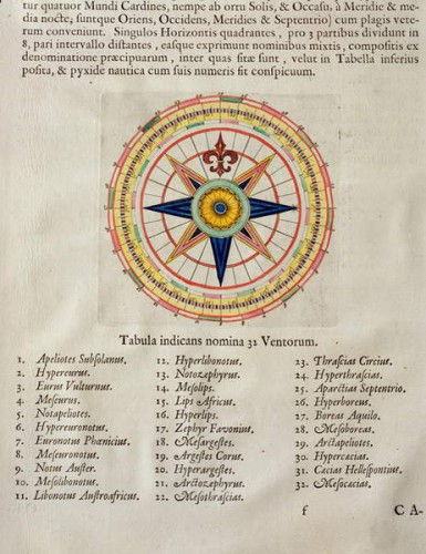 Wind rose with the 32 winds of the world, 1662 - Johannes Blaeu