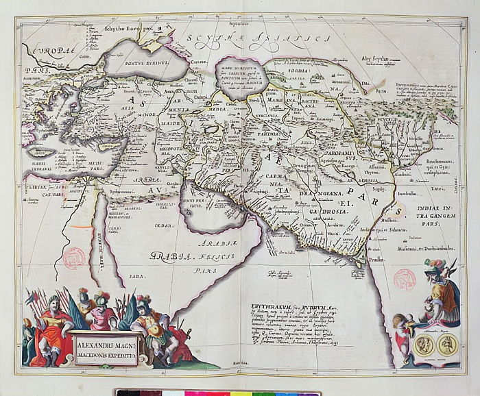 Map of the travels of Alexander the Great (356-323 BC), 1645 - Johannes Blaeu