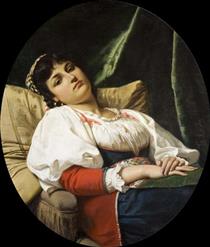 Young Girl on the Armchair - Giovanni Costa