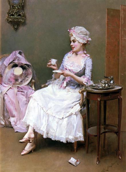 Woman Drinking A Hot Chocolate - Raimundo de Madrazo