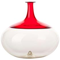 Venini Small Bolle Glass Vase in White and Red - Tapio Wirkkala