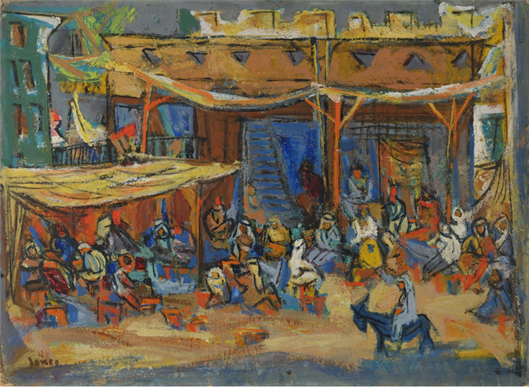 Arab Café in Ramallah, 1956 - Marcel Janco