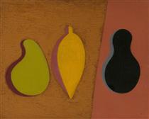 Three Forms on Pink and Brown - Paule Vézelay