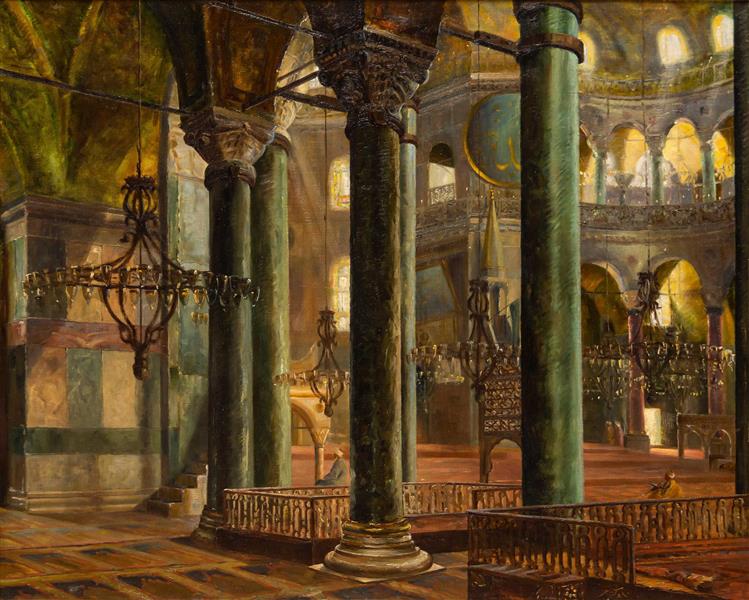 Interior of Hagia Sophia Mosque, 1922 - Sevket Dag