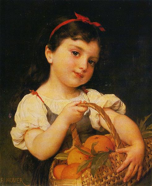 Young girl with a basket of oranges, 1887 - Émile Munier