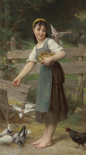 Feeding the doves, 1890 - Émile Munier