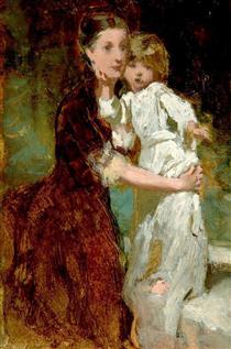 Mother with child in white dress - George Elgar Hicks