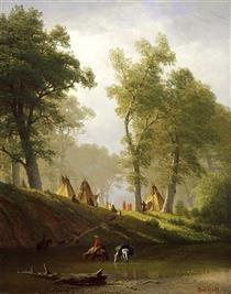 The Wolf River, Kansas - Albert Bierstadt
