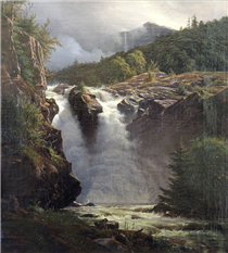 Norwegian Waterfall - Louis Gurlitt