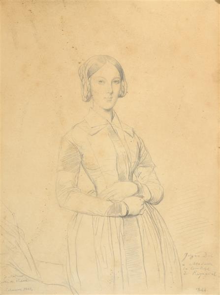 Sketch-Portrait de la contesse Alphonse Gérard de Rayneval (After Ingres), 1845 - Анри Леман