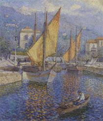 Sailboats and Rowboat, Chiogga, Italy - James Taylor Harwood