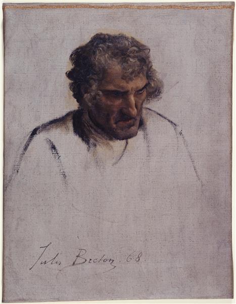 Head of Breton, Study for Pardon, 1868 - Jules Breton