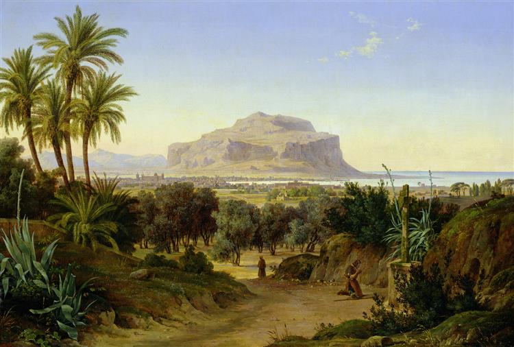 View of Palermo with Mount Pellegrino, 1831 - August Wilhelm Julius Ahlborn