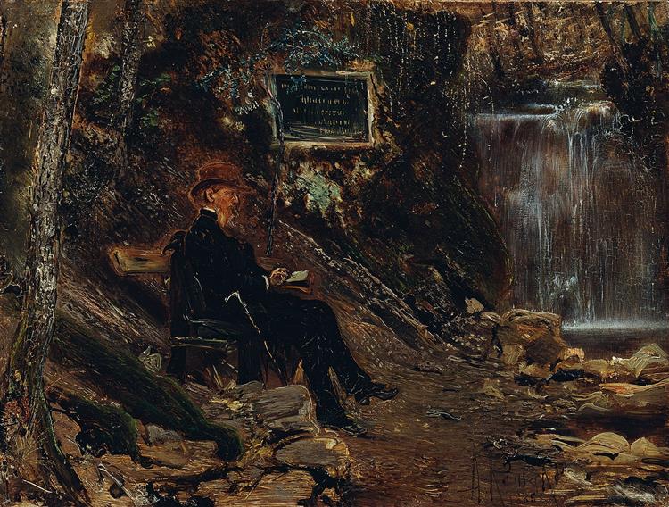 The writer Hermann Rollett at the waterfall, 1885 - Anton Romako