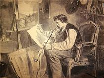 The artist in his studio - Clément-Auguste Andrieux