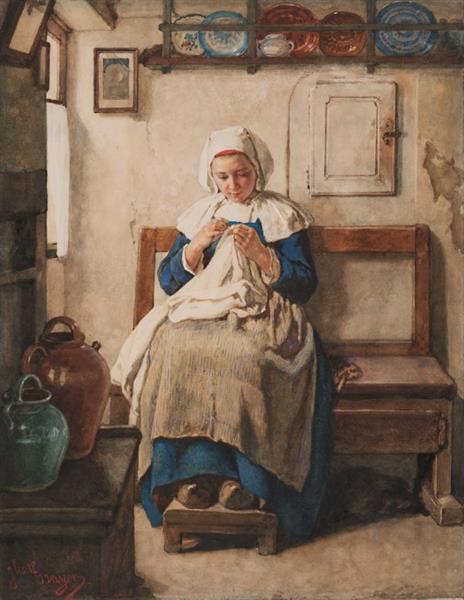 Breton peasant girl, c.1870 - c.1879 - Jules Trayer