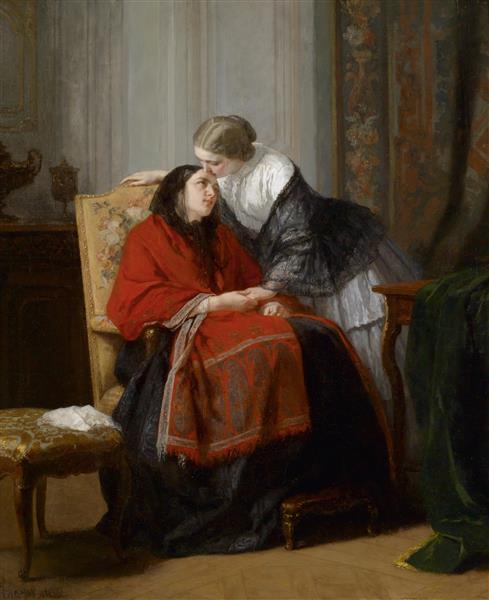 The kiss, 1858 - Jules Trayer