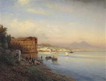 View of the Gulf of Naples with the Palace of Queen Joanna - Albert Flamm