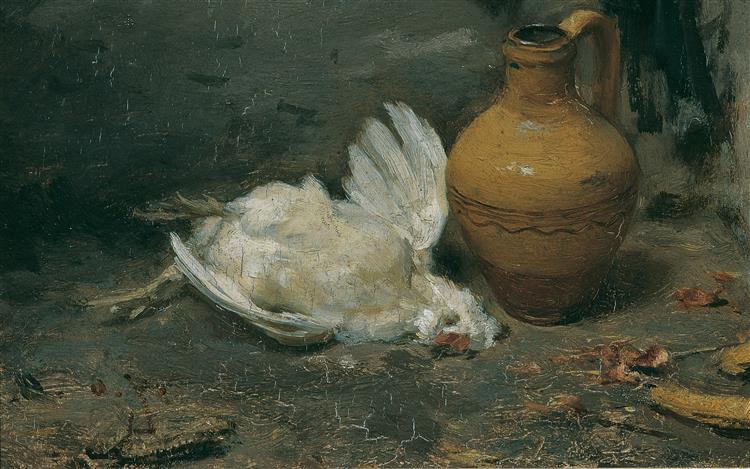 Still life with dead chicken and jug, c.1860 - c.1870 - August von Pettenkofen