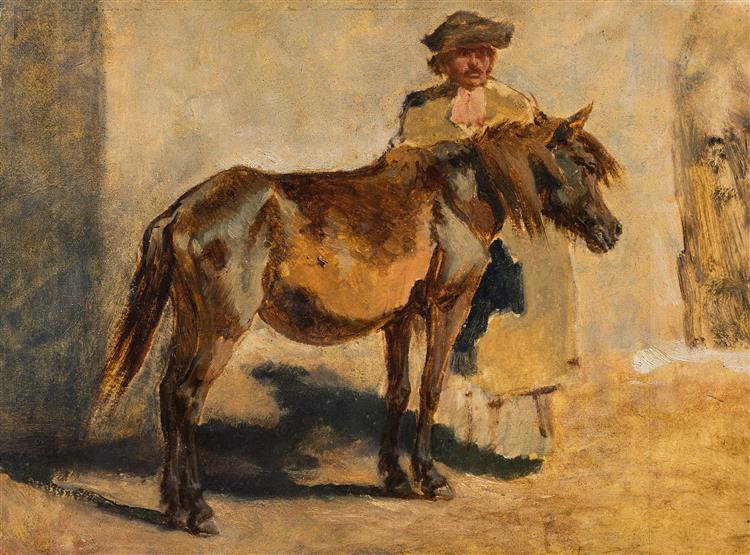 Shepherd with a Horse - August von Pettenkofen