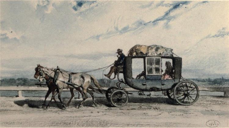 Carriage from Vienna to Klosterneuburg, 1851 - August von Pettenkofen