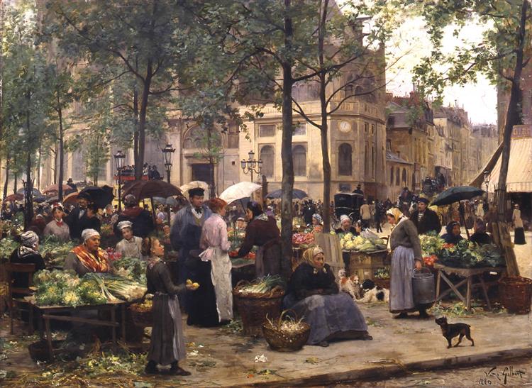 The market at Halles, 1880 - Victor Gilbert