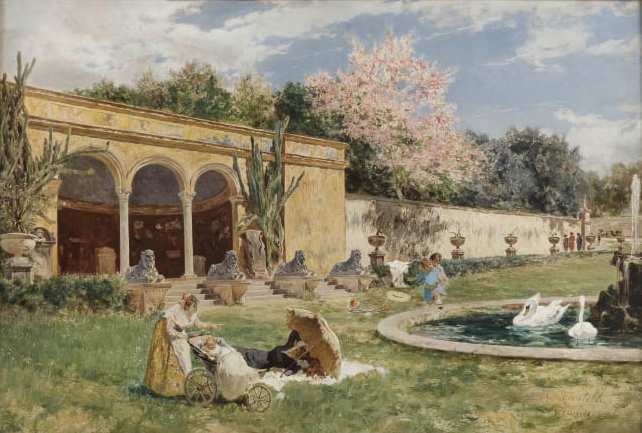 Spring morning in Villa Borghese - Aurelio Tiratelli