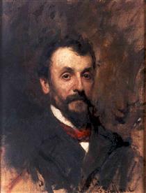 Portrait of the poet Gaetano Crespi - Cesare Tallone