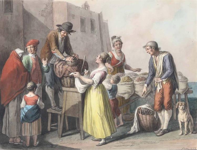 Seller of chestnuts and dried legumes, 1823 - Saverio della Gatta