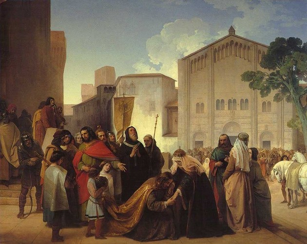 Reconciliation of Otto II with his mother Adelaide of Burgundy, 1858 - Francesco Hayez
