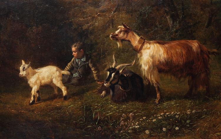 Child with goats - Filippo Palizzi